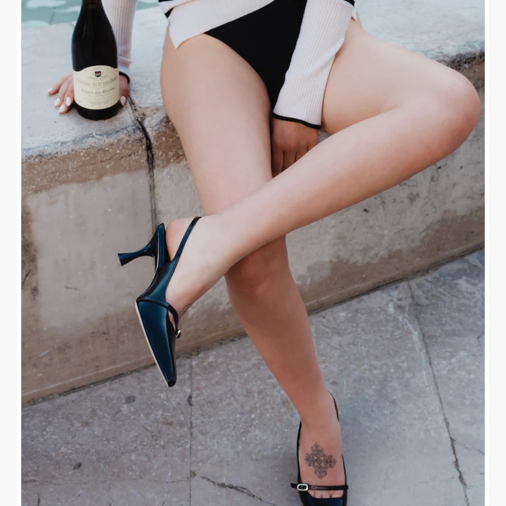LARROUDE BLACK LEATHER INES PUMP - Picture 3 of 11